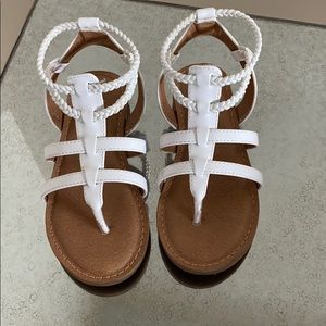 White patent leather sandals